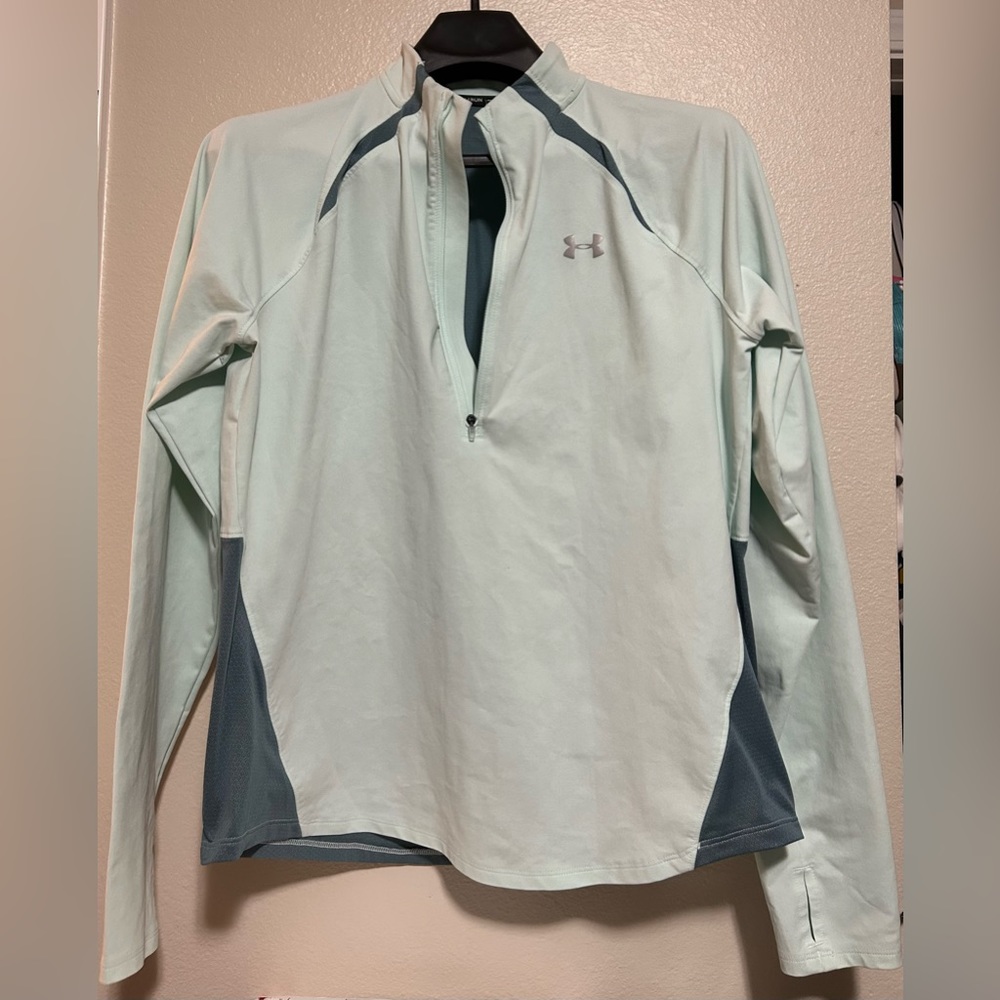 Like New Under Armour half zipper teal pull over -size xl